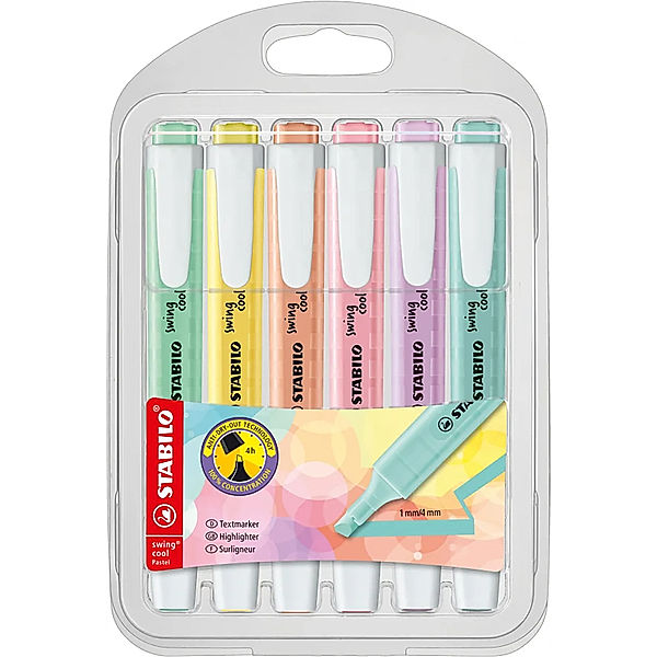 STABILO® Textmarker STABILO® swing cool Pastel 6er-Pack