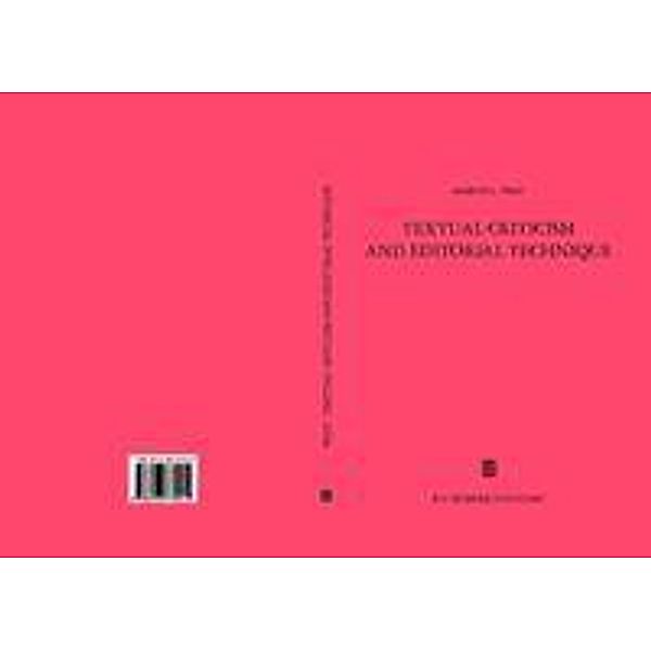Textual Criticism and Editorial Technique, Martin L. West