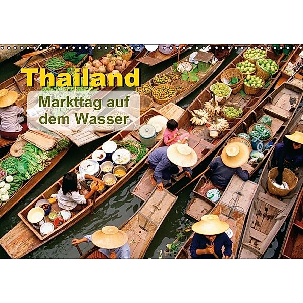 Thailand - Markttag auf dem Wasser (Wandkalender 2014 DIN A3 quer)