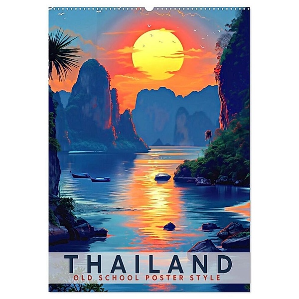 Thailand - Old School Poster Style (Wandkalender 2025 DIN A2 hoch), CALVENDO Monatskalender, Calvendo, Val Thoermer