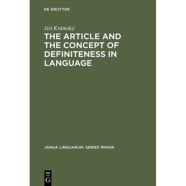 The Article and the Concept of Definiteness in Language, Jirí Krámský