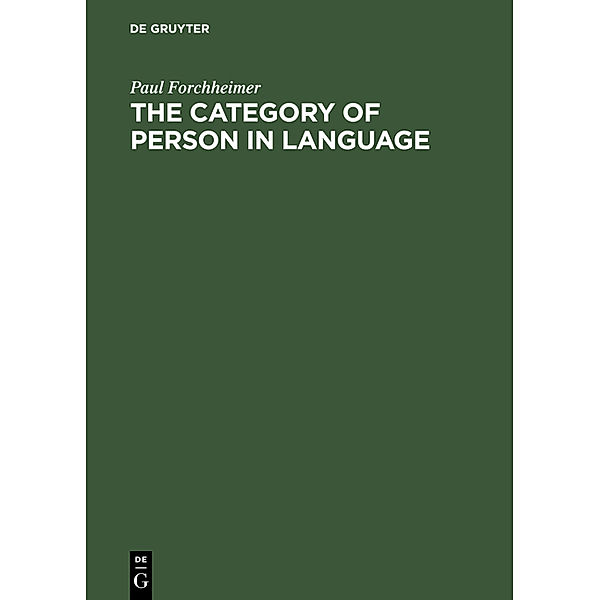 The Category of Person in Language, Paul Forchheimer