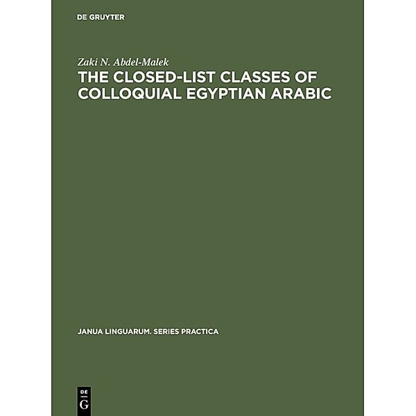 The Closed-List Classes of Colloquial Egyptian Arabic, Zaki N. Abdel-Malek