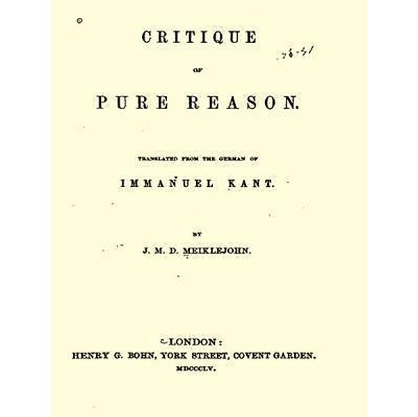 The Critique of Pure Reason / Spartacus Books, Immanuel Kant