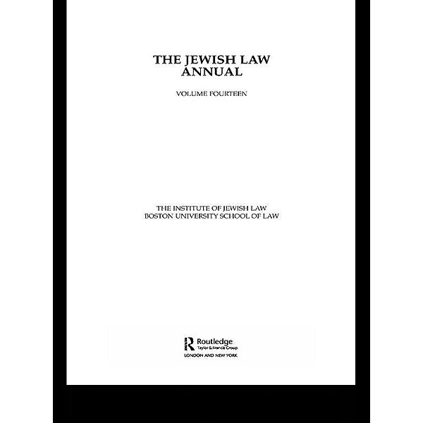 The Jewish Law Annual Volume 14, Boston University of Law The Institute of Jewish Law