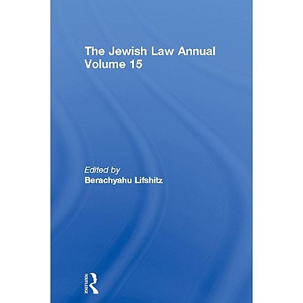 The Jewish Law Annual Volume 15