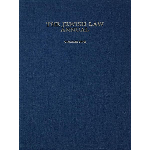 The Jewish Law Annual Volume 5