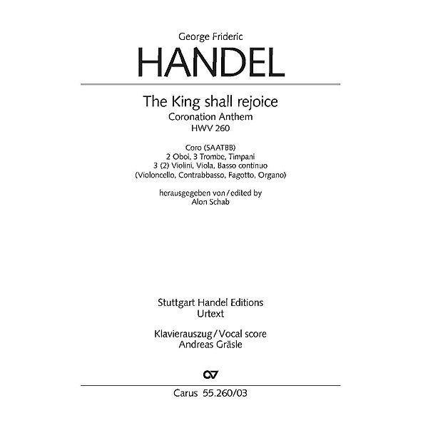 The King shall rejoice. Coronation Anthem III (Klavierauszug), Georg Friedrich Händel