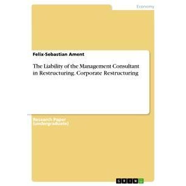 The Liability of the Management Consultant in Restructuring. Corporate Restructuring, Felix-Sebastian Ament
