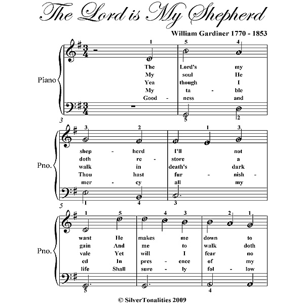 The Lord Is My Shepherd Easy Piano Sheet Music, William Gardiner