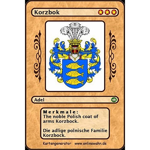 The noble Polish coat of arms Korzbock. Die adlige polnische Familie Korzbock., Werner Zurek