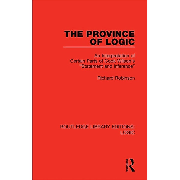 The Province of Logic, Richard Robinson
