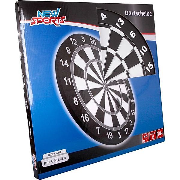 The Toy Company - New Sports Dartboard, mit 6 Pfeilen