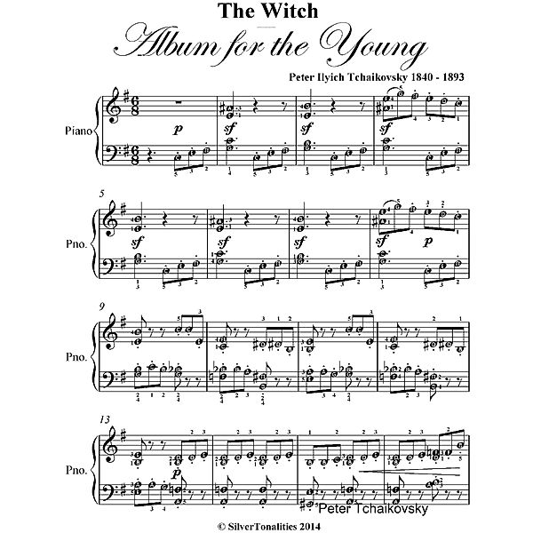 The Witch Album for the Young Elementary Piano Sheet Music, Peter Tchaikovsky