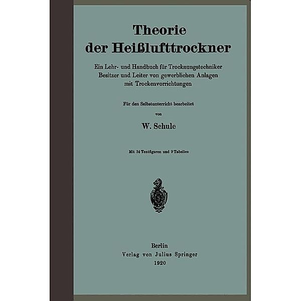 Theorie der Heisslufttrockner, W. Schule