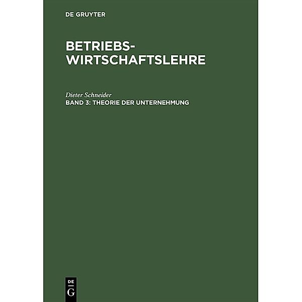 Theorie der Unternehmung / Jahrbuch des Dokumentationsarchivs des österreichischen Widerstandes, Dieter Schneider