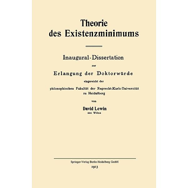 Theorie des Existenzminimums, David Lewin