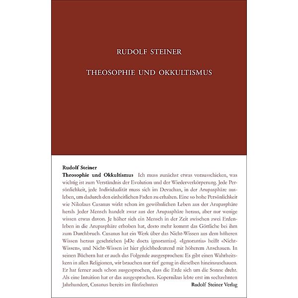 Theosophie und Okkultismus, Rudolf Steiner