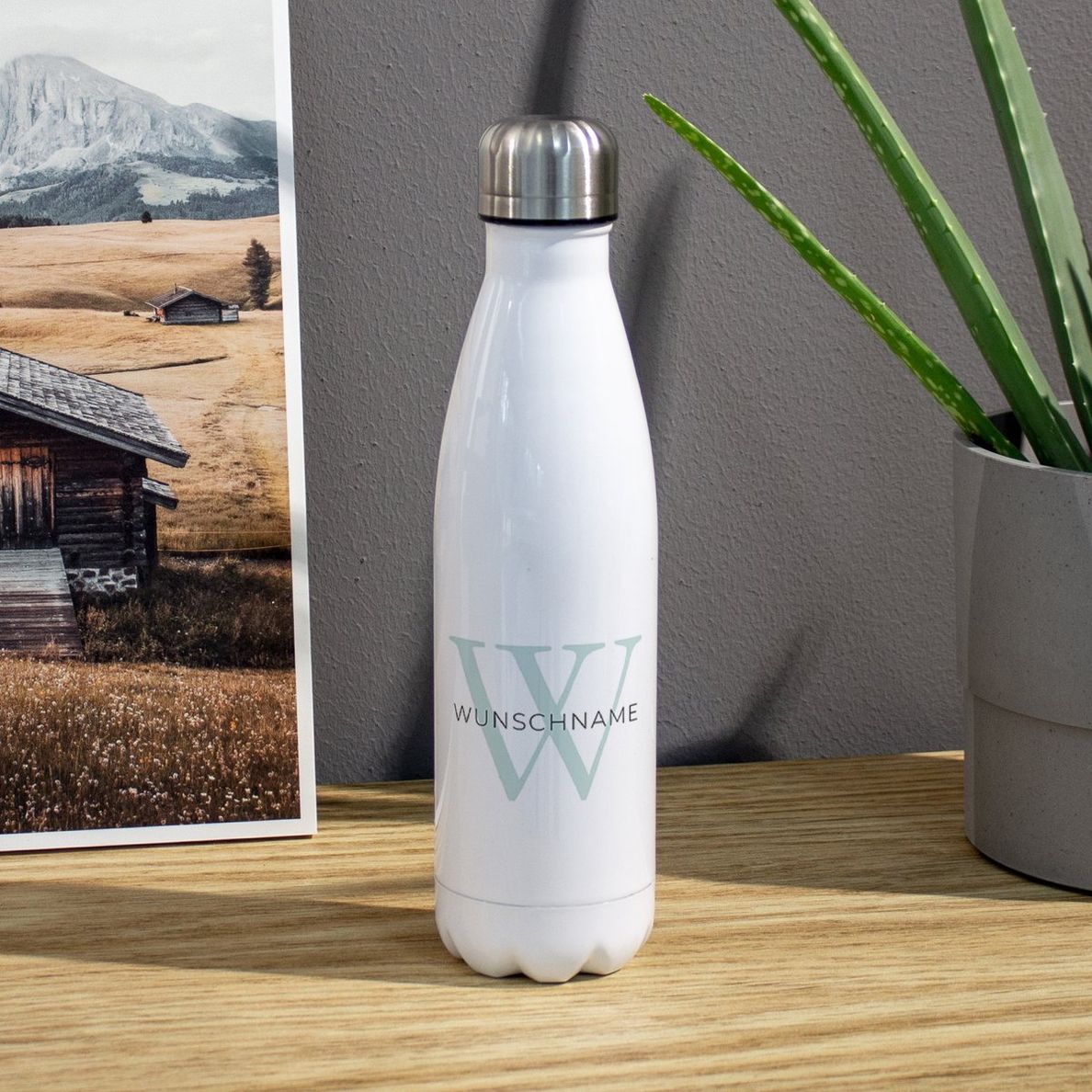 Thermo-Trinkflasche mit Namen, 500 ml, weiß Motiv: Initiale | Weltbild.de