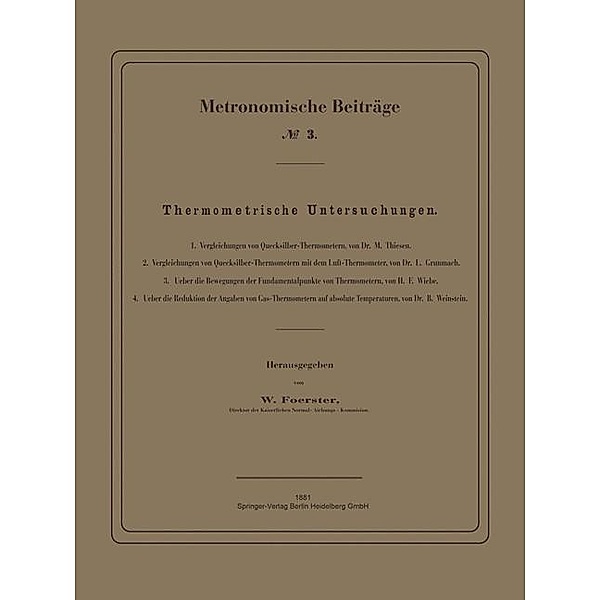 Thermometrische Untersuchungen, W. Foerster