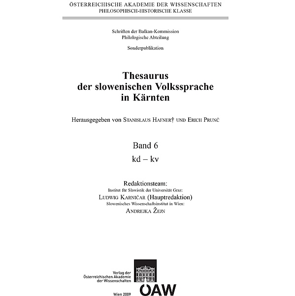 Thesaurus der slowenischen Volkssprache in Kärnten / Thesaurus der slowenischen Volkssprache in Kärnten