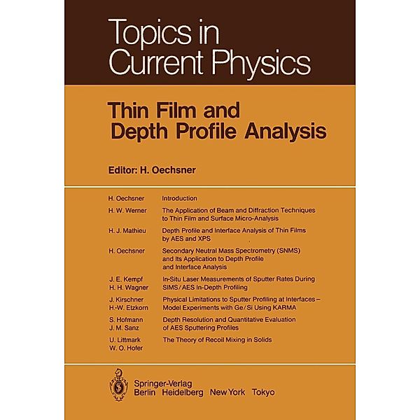 Thin Film and Depth Profile Analysis / Topics in Current Physics Bd.37
