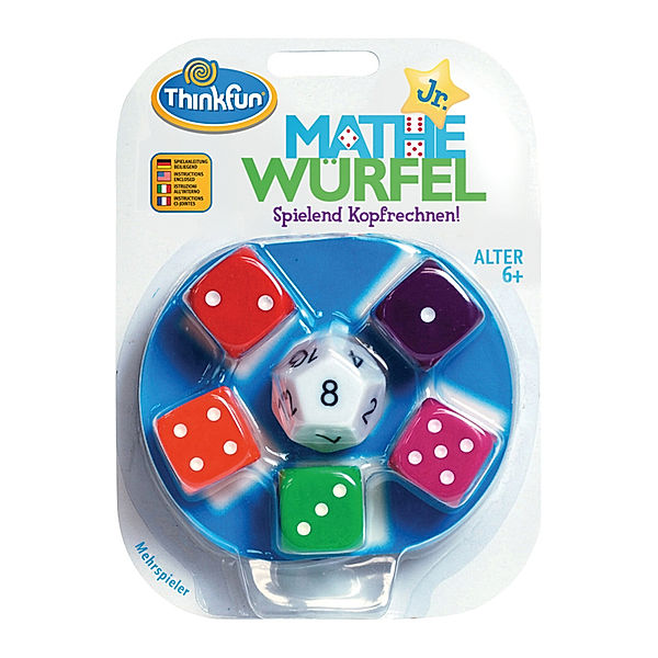 Ravensburger Verlag ThinkFun - 76316 - Mathe Würfel Junior - Grundrechenarten spielerisch Vertiefen, lernen ohne es zu merken. Ein Würfelspiel für Kinder ab 6 Jahren, Mathe Würfel Junior ThinkFun