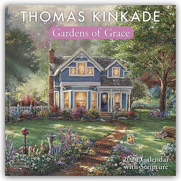 Thomas Kinkade Gardens of Grace with Scripture 2024 Wall Calendar, Thomas Kinkade
