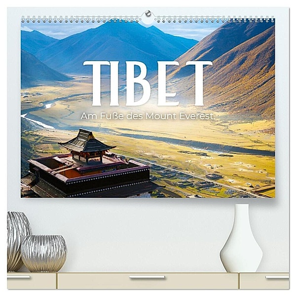 Tibet - Am Fusse des Mount Everest. (hochwertiger Premium Wandkalender 2024 DIN A2 quer), Kunstdruck in Hochglanz, Happy Monkey