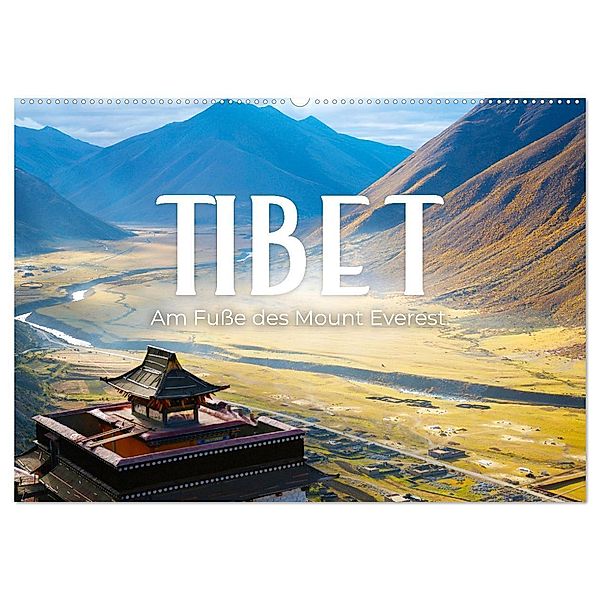 Tibet - Am Fusse des Mount Everest. (Wandkalender 2024 DIN A2 quer), CALVENDO Monatskalender, Happy Monkey