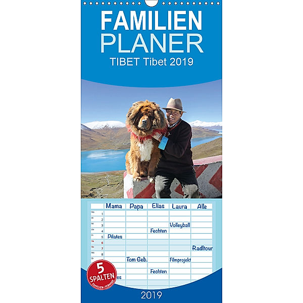 Tibet - Familienplaner hoch (Wandkalender 2019 , 21 cm x 45 cm, hoch), Antje Neßler