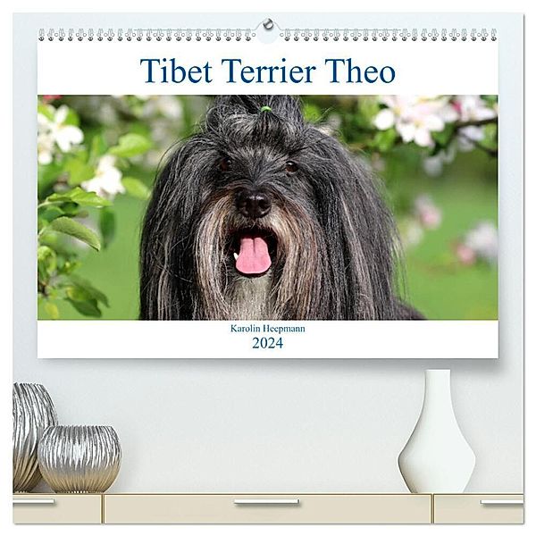 Tibet Terrier Theo (hochwertiger Premium Wandkalender 2024 DIN A2 quer), Kunstdruck in Hochglanz, Karolin Heepmann