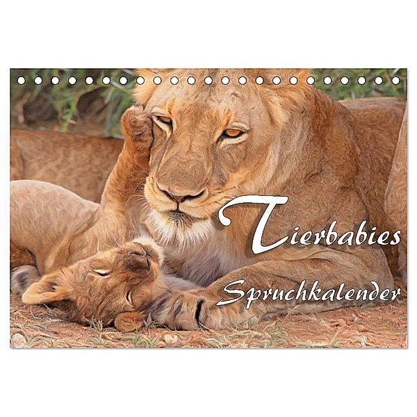 Tierbabies - Spruchkalender (Tischkalender 2024 DIN A5 quer), CALVENDO Monatskalender, Liselotte Brunner-Klaus