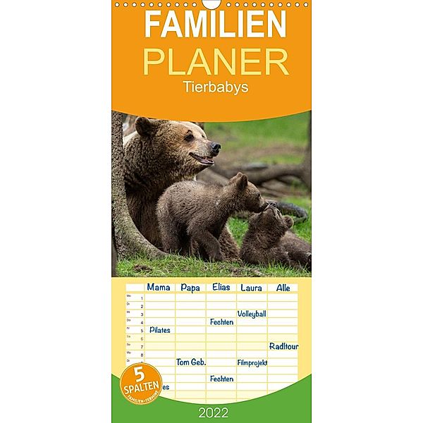 Tierbabys 2022 - Familienplaner hoch (Wandkalender 2022 , 21 cm x 45 cm, hoch), Johann Schörkhuber