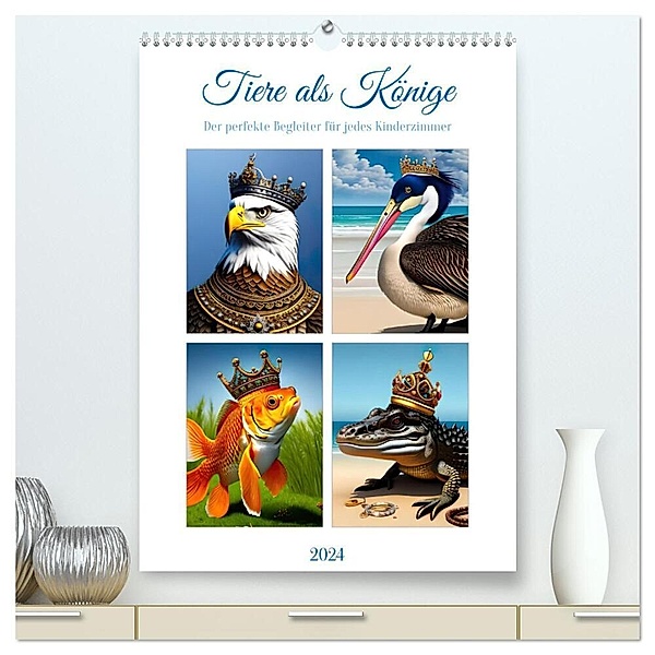 Tiere als Könige (hochwertiger Premium Wandkalender 2024 DIN A2 hoch), Kunstdruck in Hochglanz, Tiere als Könige