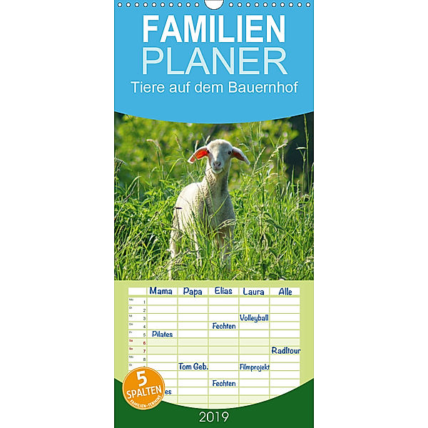 Tiere auf dem Bauernhof - Familienplaner hoch (Wandkalender 2019 , 21 cm x 45 cm, hoch)