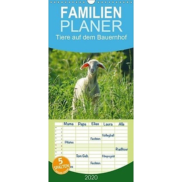 Tiere auf dem Bauernhof - Familienplaner hoch (Wandkalender 2020 , 21 cm x 45 cm, hoch)