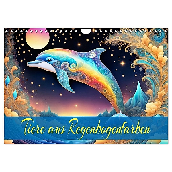 Tiere aus Regenbogenfarben (Wandkalender 2025 DIN A4 quer), CALVENDO Monatskalender, Calvendo, Dusanka Djeric