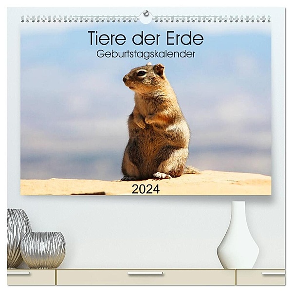 Tiere der Erde Geburtstagskalender (hochwertiger Premium Wandkalender 2024 DIN A2 quer), Kunstdruck in Hochglanz, Denise Graupner