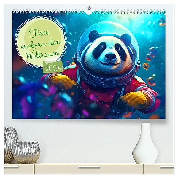 Tiere erobern den Weltraum (hochwertiger Premium Wandkalender 2024 DIN A2 quer), Kunstdruck in Hochglanz, Rupert Kowalski