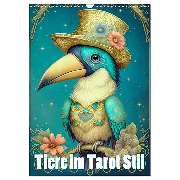Tiere im Tarot Stil (Wandkalender 2024 DIN A3 hoch), CALVENDO Monatskalender, Liselotte Brunner-Klaus