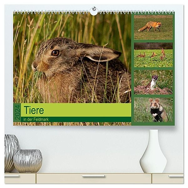 Tiere in der Feldmark (hochwertiger Premium Wandkalender 2024 DIN A2 quer), Kunstdruck in Hochglanz, Winfried Erlwein