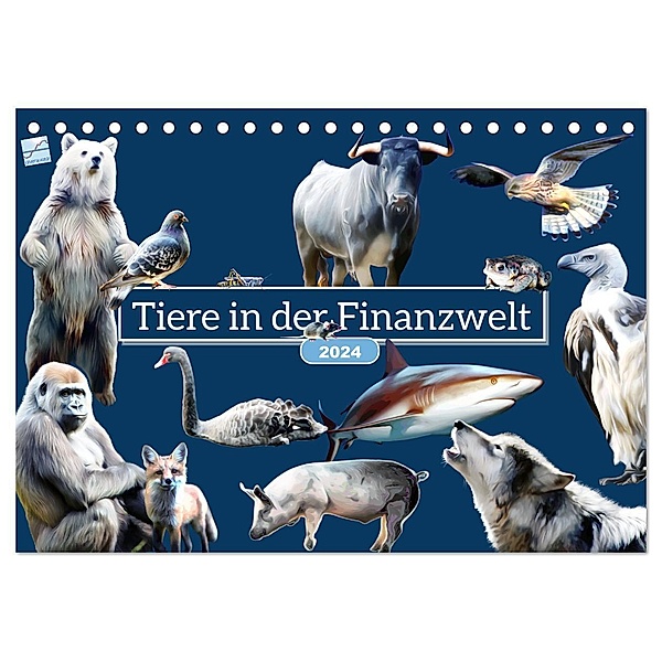 Tiere in der Finanzwelt 2024 (Tischkalender 2024 DIN A5 quer), CALVENDO Monatskalender, Kinderaktionär