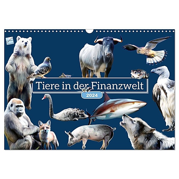 Tiere in der Finanzwelt 2024 (Wandkalender 2024 DIN A3 quer), CALVENDO Monatskalender, Kinderaktionär