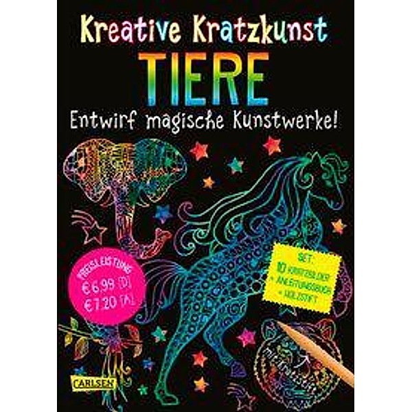 Tiere: Set mit 10 Kratzbildern, Anleitungsbuch und Holzstift / Kreative Kratzkunst Bd.8, Anton Poitier