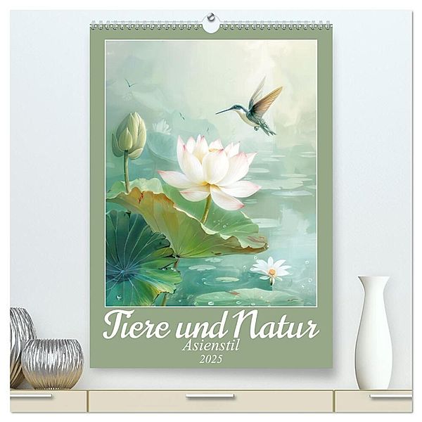 Tiere und Natur - Asienstil (hochwertiger Premium Wandkalender 2025 DIN A2 hoch), Kunstdruck in Hochglanz, Calvendo, Liselotte Brunner-Klaus