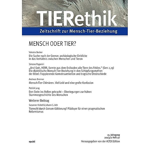 TIERethik 15. Jahrgang (2023/2), Altex Edition