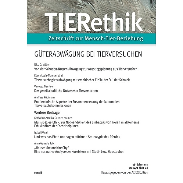 TIERethik (16. Jahrgang 2024/1), Altex Edition