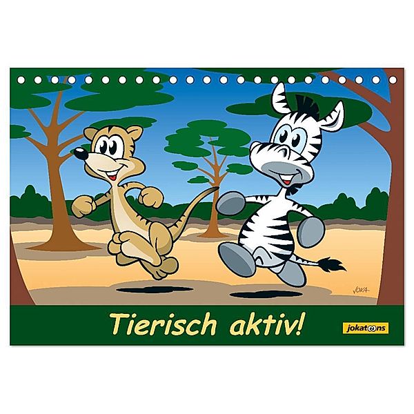 Tierisch aktiv! (Tischkalender 2024 DIN A5 quer), CALVENDO Monatskalender, jokatoons