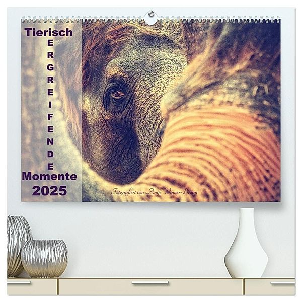 Tierisch ERGREIFENDE Momente 2025 (hochwertiger Premium Wandkalender 2025 DIN A2 quer), Kunstdruck in Hochglanz, Calvendo, Antje Wenner-Braun